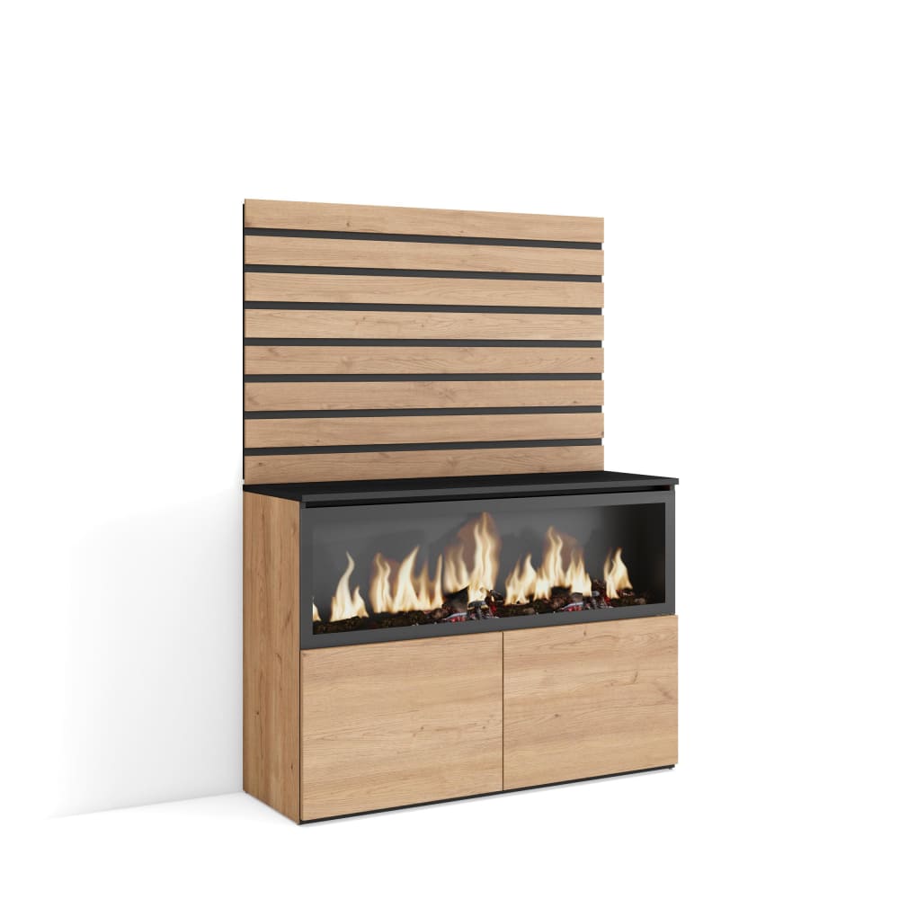 Sideboard Holzeffekt Kamin mit Feuereffekt XXL 107x35x145cm Eiche