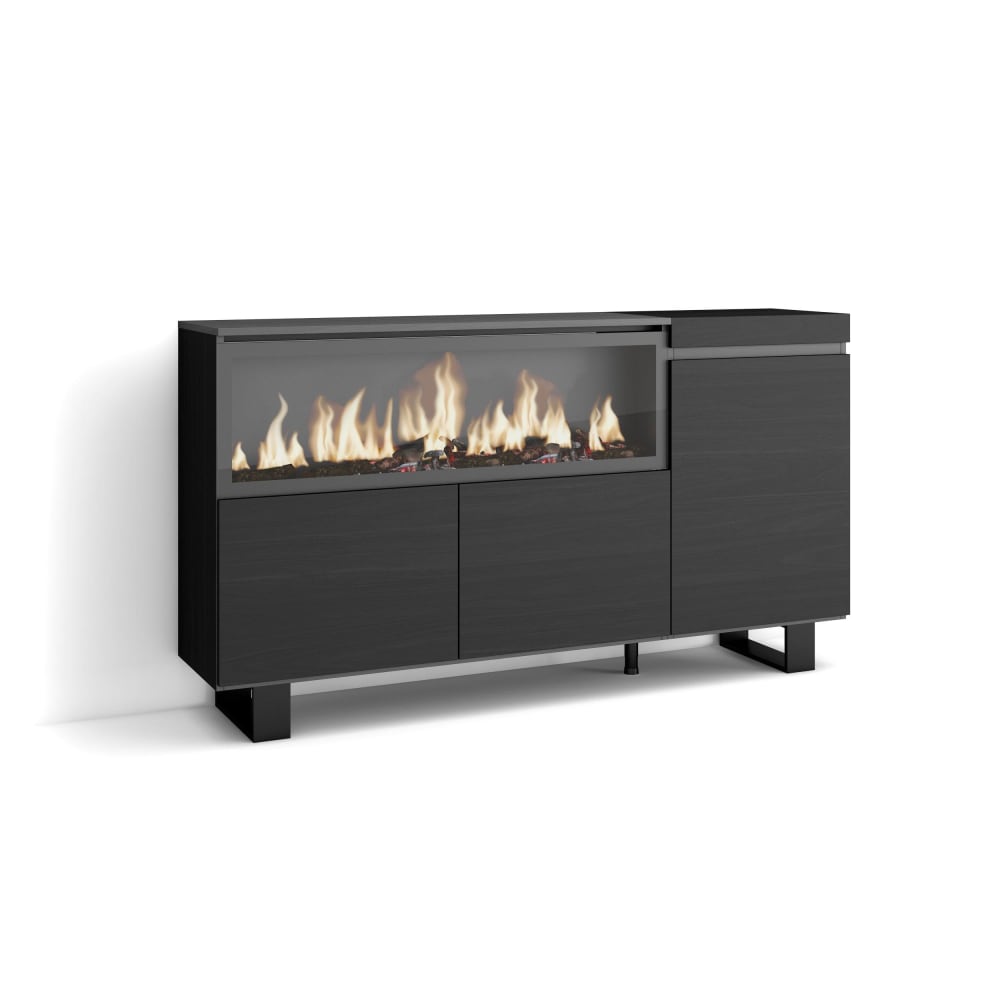 Sideboard Holzeffekt Kamin mit Feuereffekt XXL 158x35x87cm