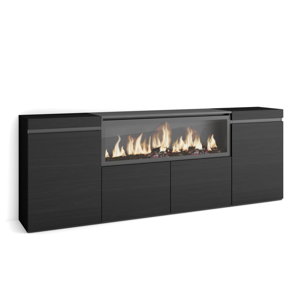 Sideboard Holzeffekt Kamin mit Feuereffekt XXL 208x35x75cm