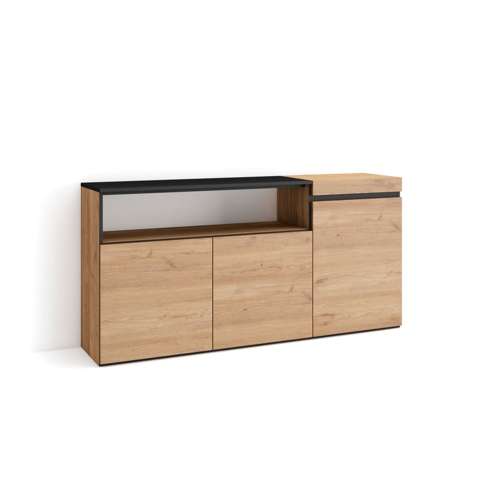 Buffet effet bois de chêne et noir 150x35x75cm - Maisons du Monde