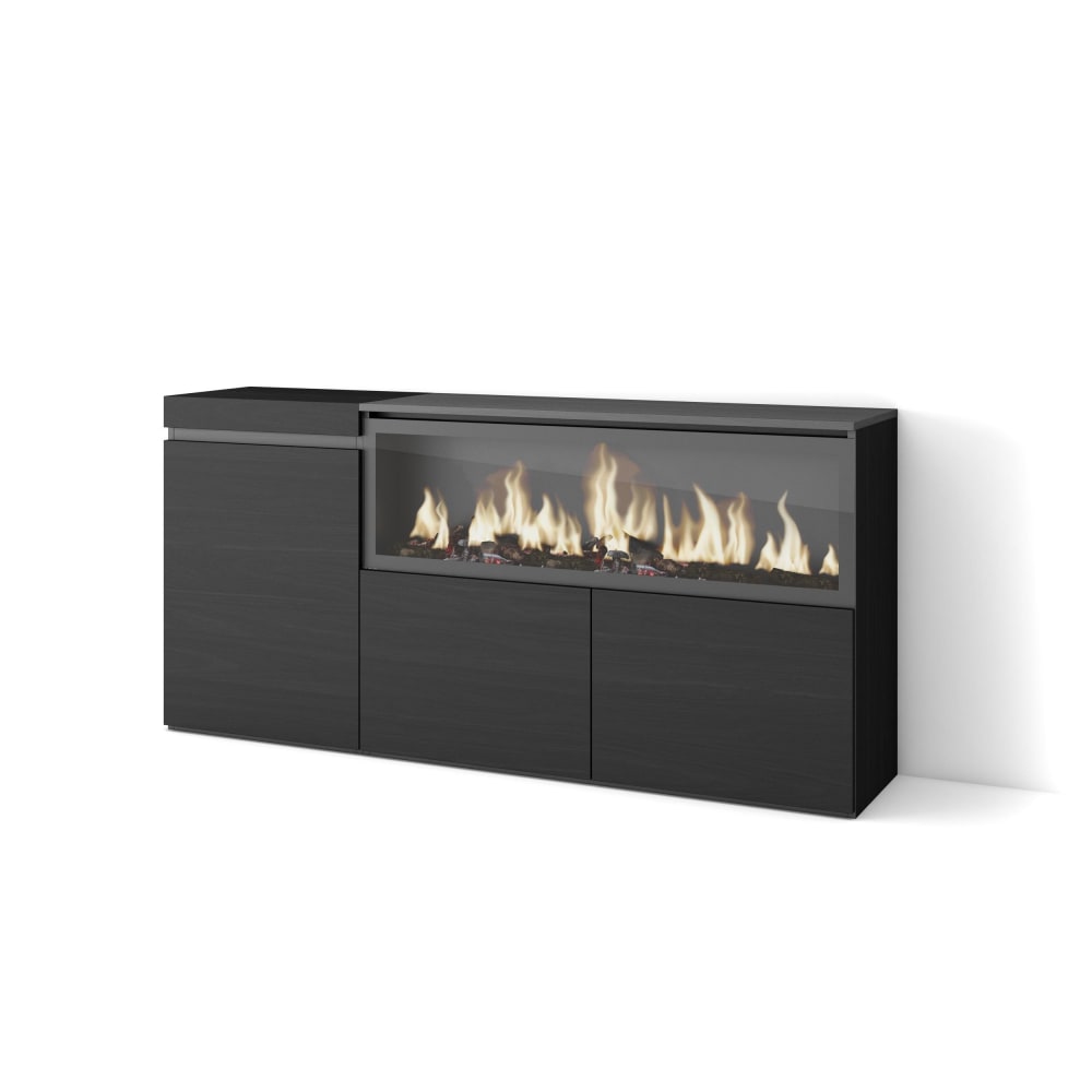 Sideboard Holzeffekt Kamin mit Feuereffekt XXL 158x35x75cm