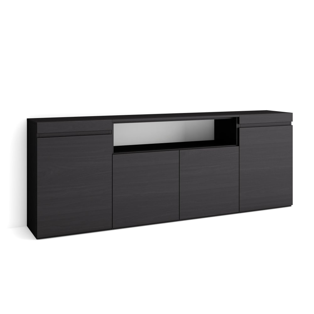Buffet effet bois noir 200x35x75cm