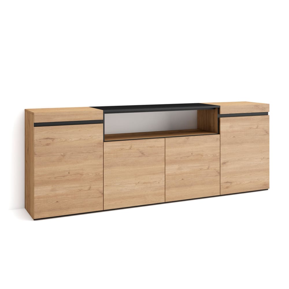 Buffet effet bois de chêne et noir 200x35x75cm - Maisons du Monde