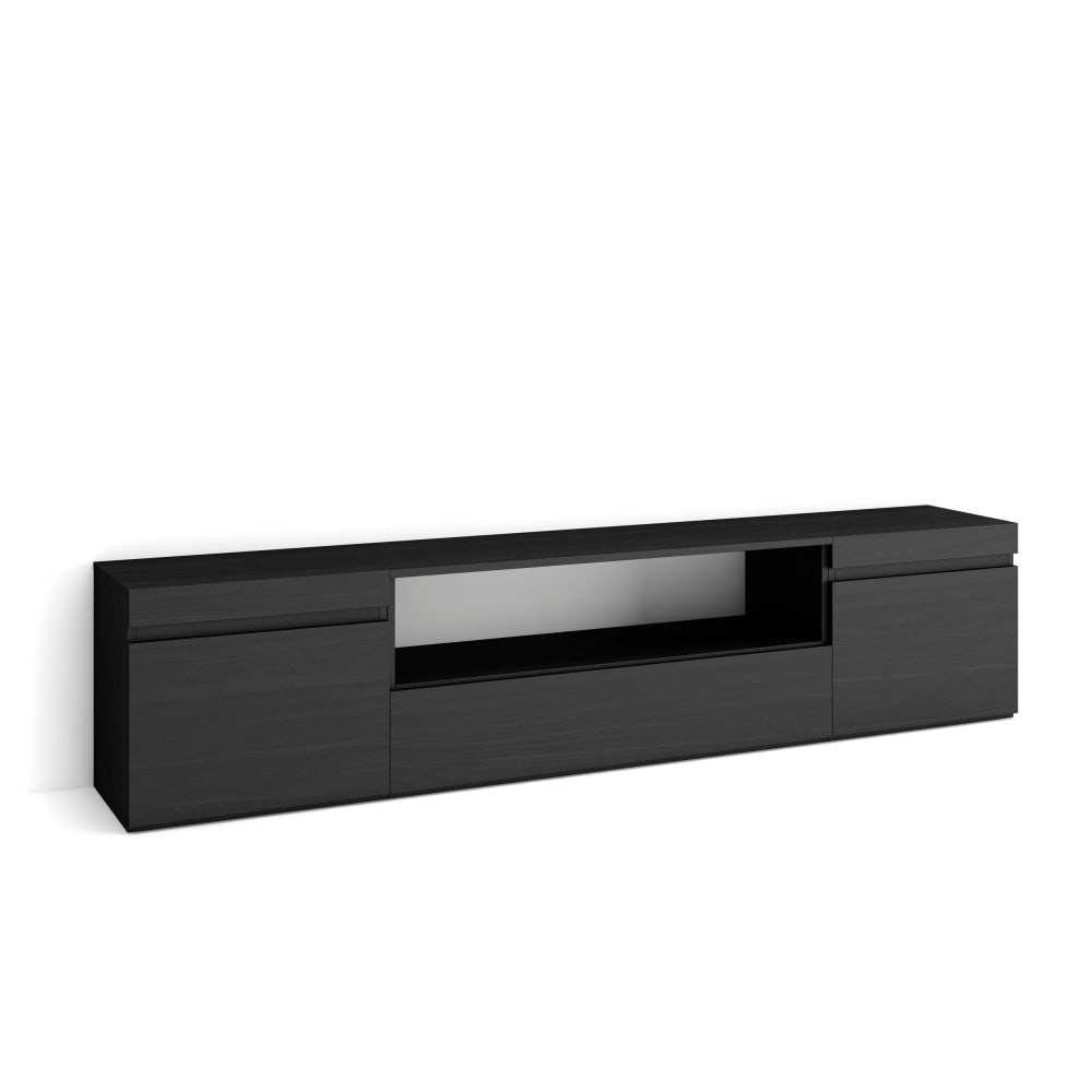 Meuble tv effet bois noir 200x35x45cm - Maisons du Monde