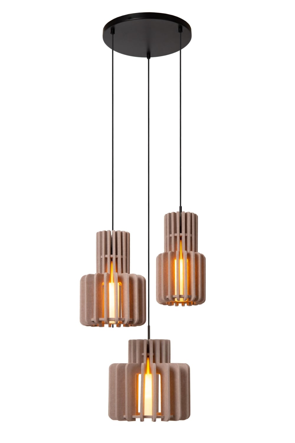 Suspension feutrine 3 lumières taupe