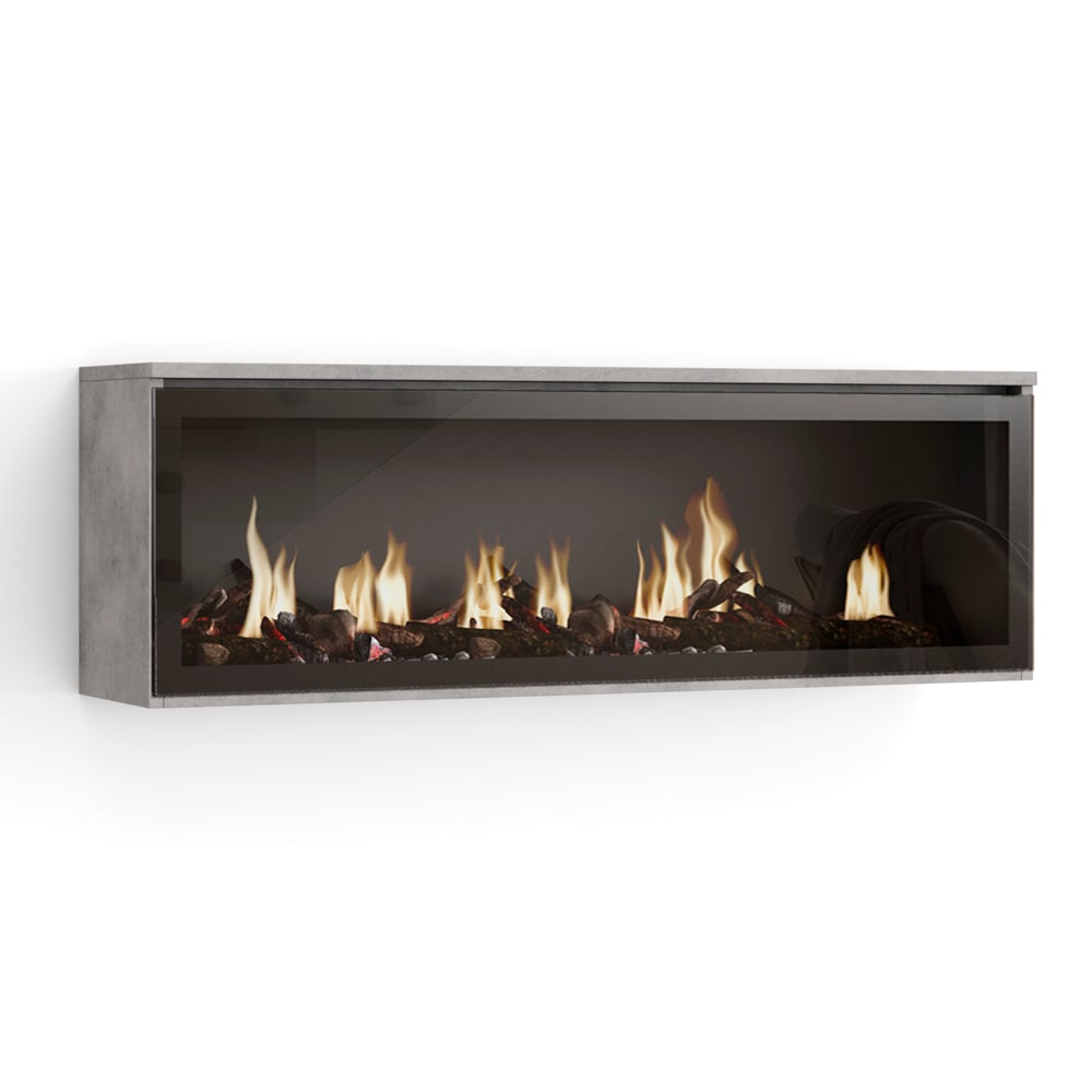 Cheminée électrique led effet bois ciment 107x25x38cm effet feu xxl - Maisons du Monde
