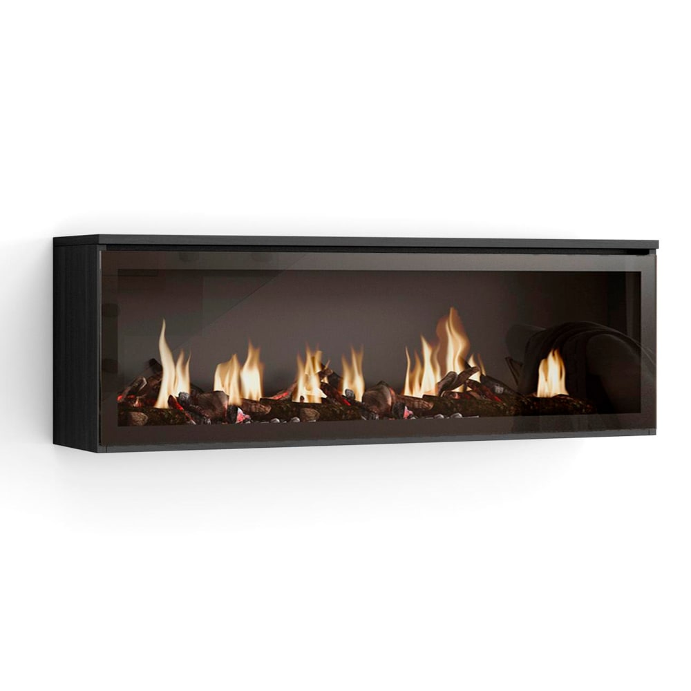 Cheminée électrique led effet bois noir 107x25x38cm effet feu xxl - Maisons du Monde