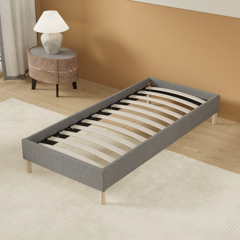 Lattenrost 90x200 cm, grauer Stoff, Holzfüße - Maisons Du Monde