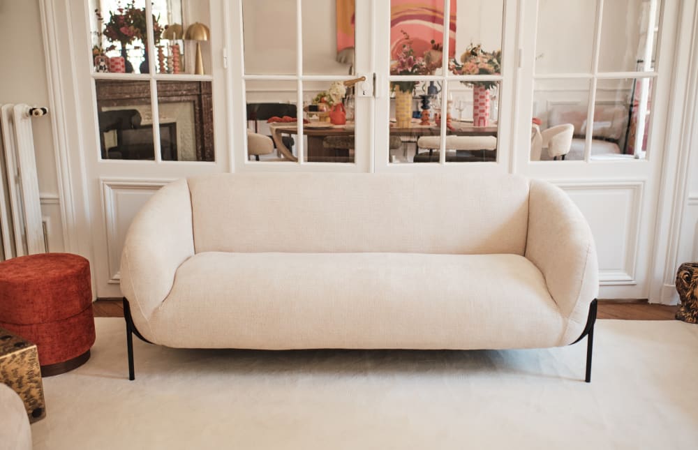 Canapé design arrondi tissu chenille