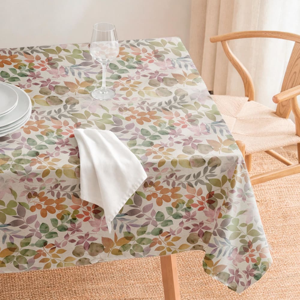 Fleckabweisende Baumwoll-Tischdecke Blättermuster multicolor