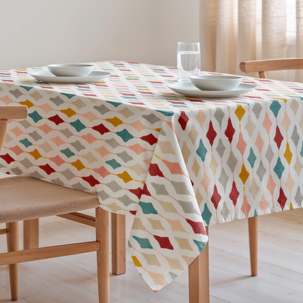 Bedruckte, schmutzabweisende Tischdecke aus 100 % Baumwolle, 155