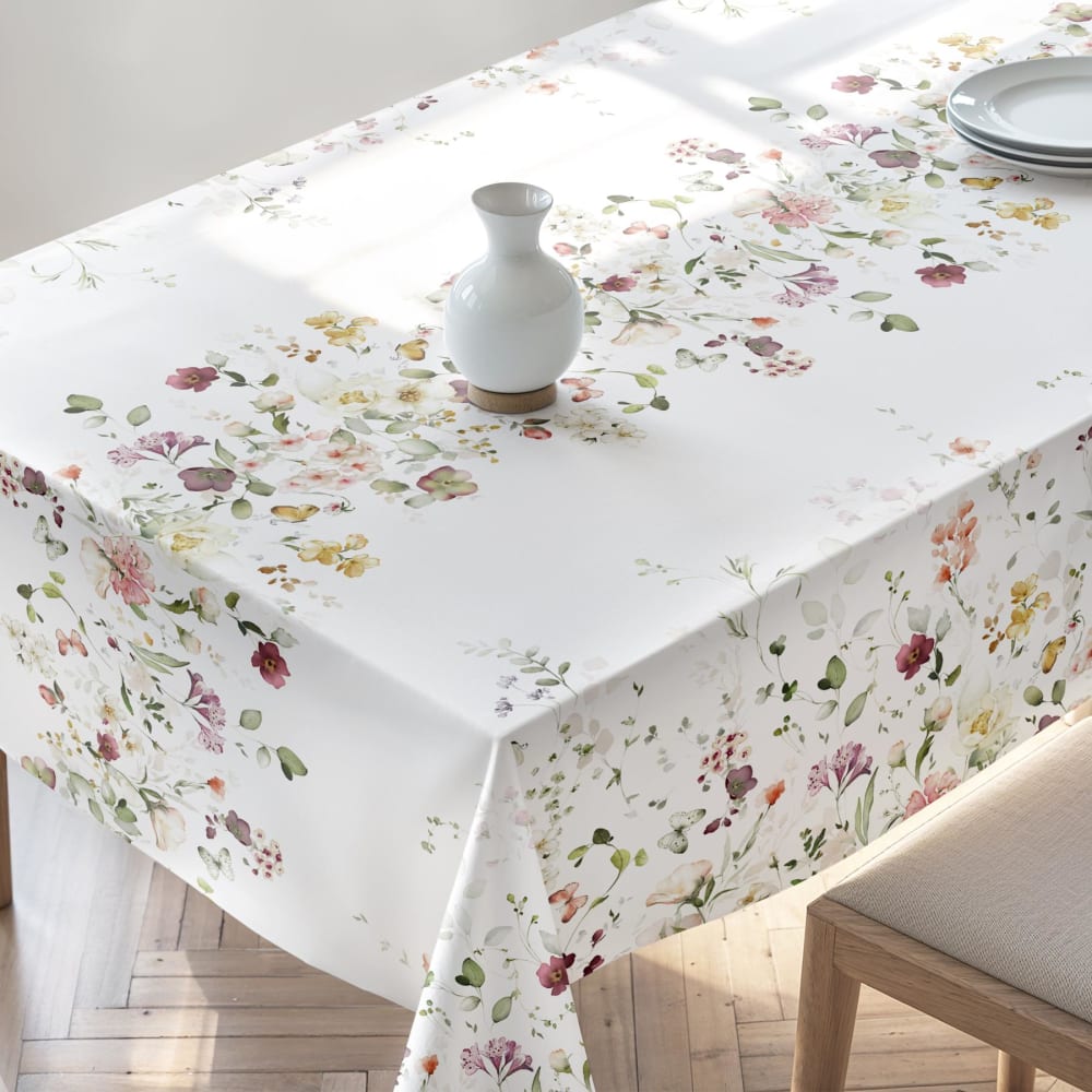Nappe antitache coton motif floral multicolore 155x300 cm