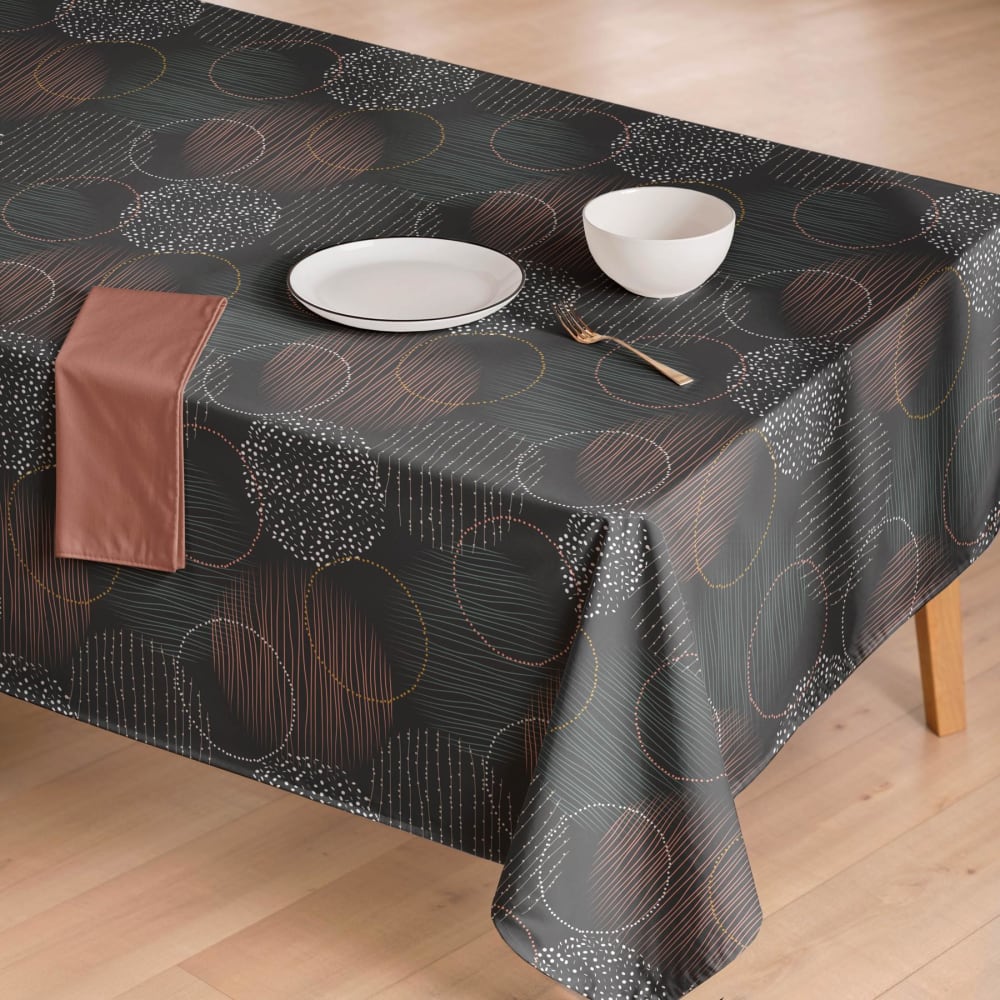 Bedruckte, schmutzabweisende Tischdecke aus 100 % Baumwolle, 155