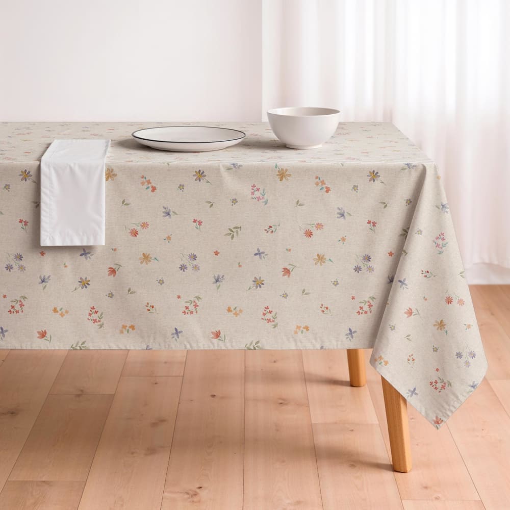 Nappe en coton et lin antitaches multicolore 155x155 cm