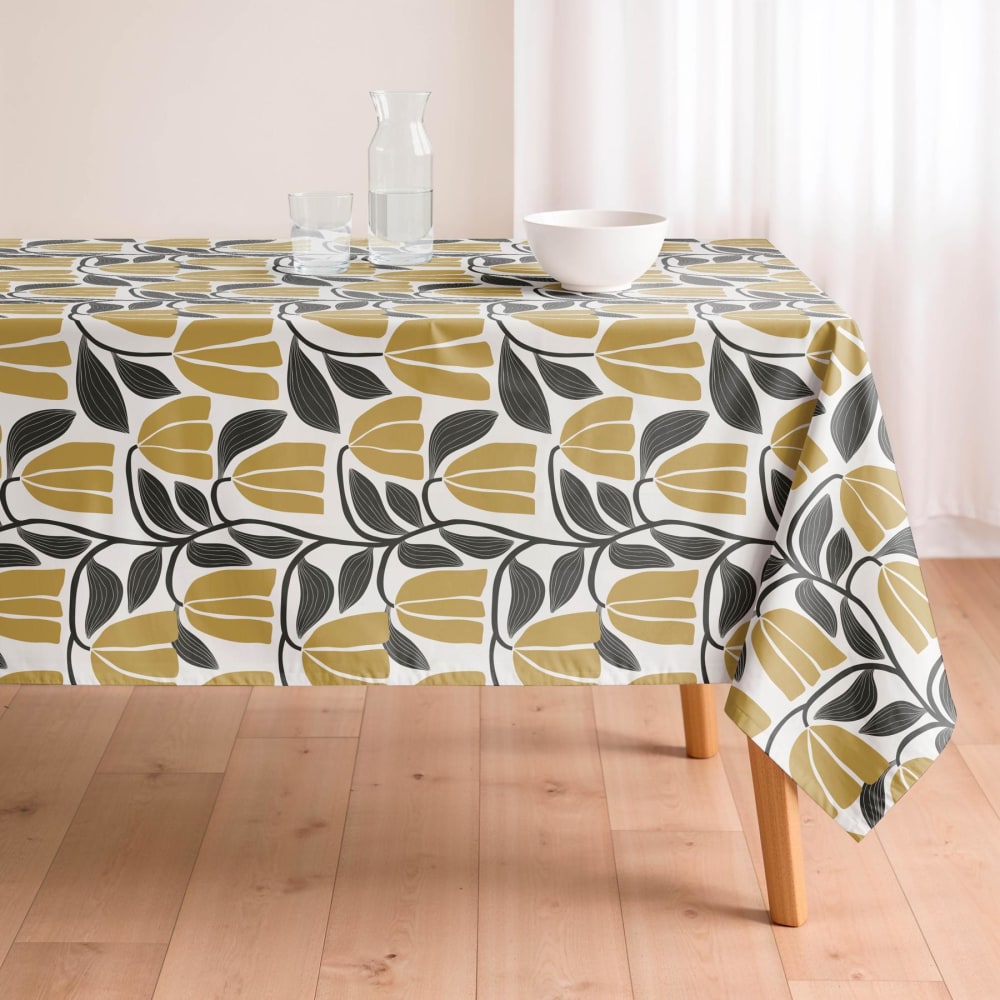 Nappe imprimée 100% coton résistant aux taches moutarde 155x100 cm