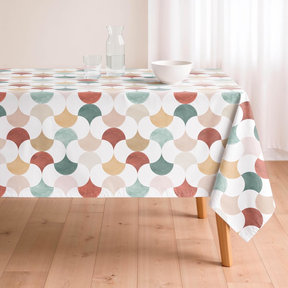 Bedruckte, schmutzabweisende Tischdecke aus 100 % Baumwolle, 155