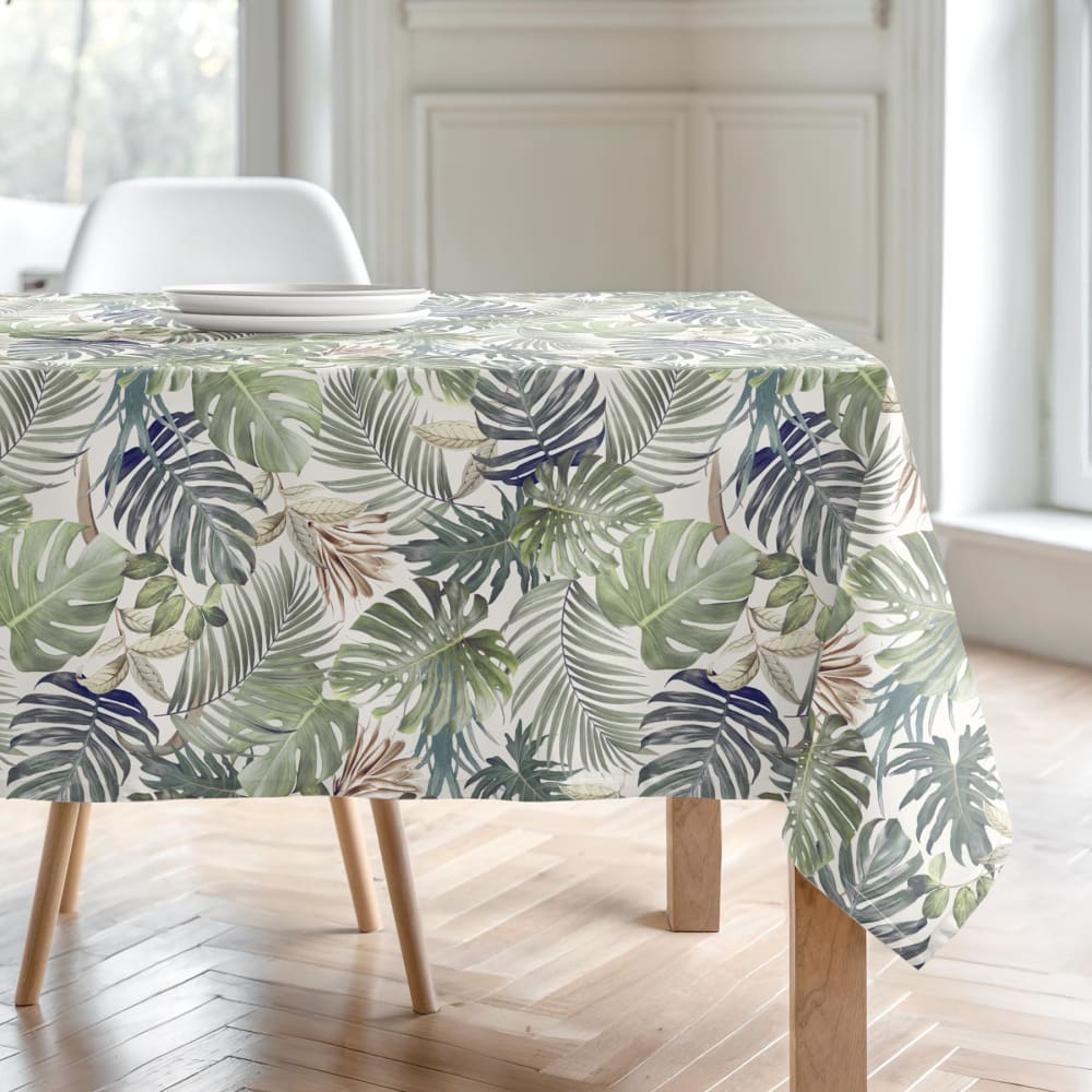 Nappe imprimée 100% coton résistant aux taches vert 155x300 cm