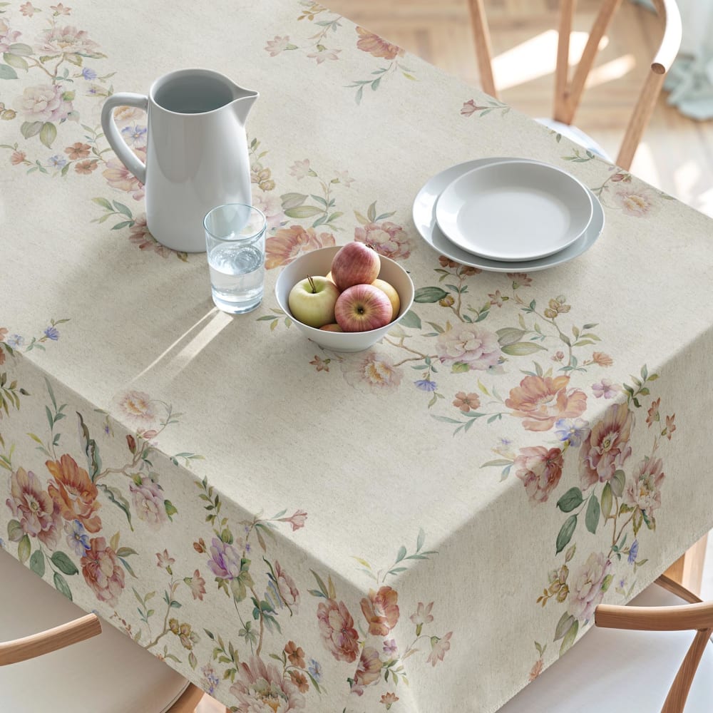 Mint Schmutzabweisende Tischdecke aus Baumwolle und Leinen 155x155 style classic chic Mehrfarbig Baumwolle