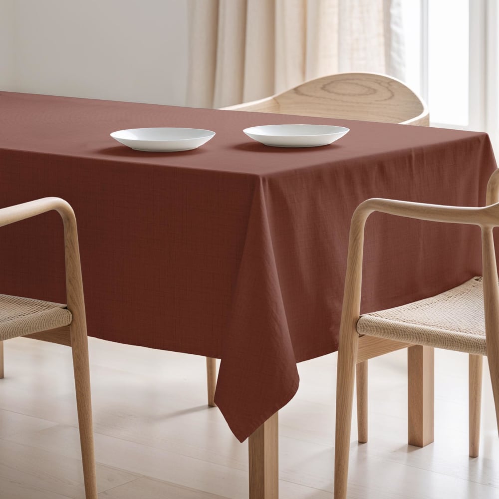 Mint Fleckabweisende, bügelfreie Tischdecke, einfarbig 155x200 cm style modern Braun Pes - Polyester