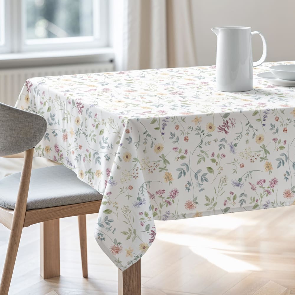 Fleckabweisende Baumwoll-Tischdecke mit buntem Muster 155x155 -