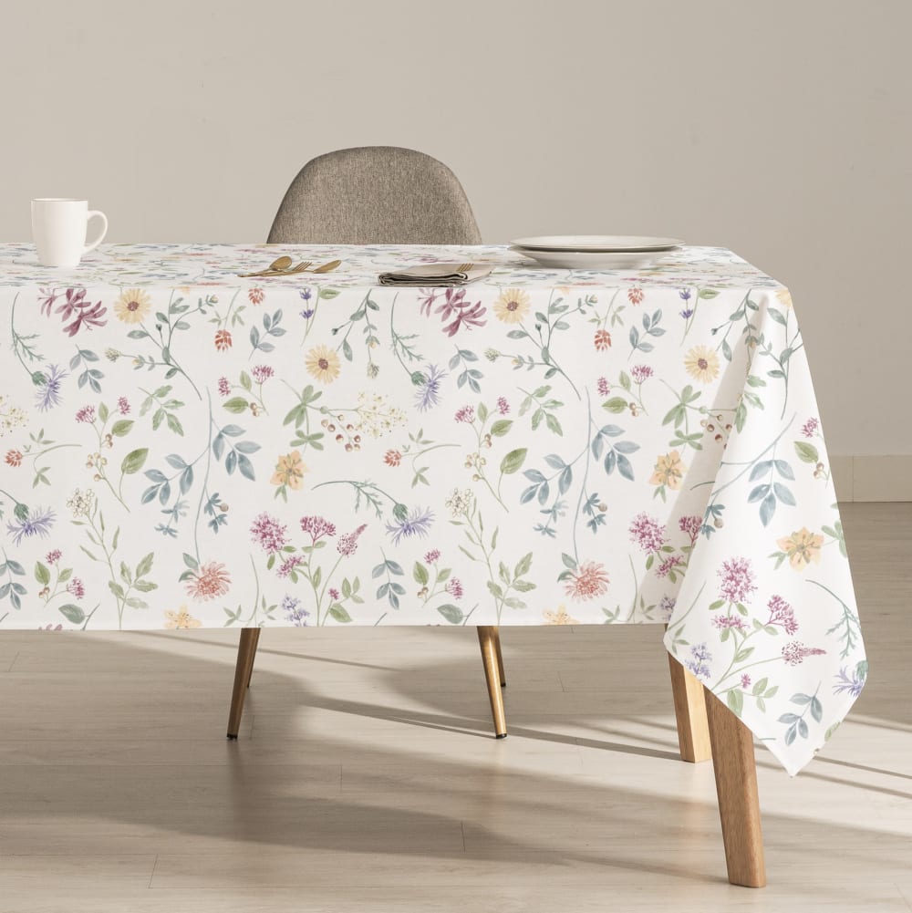 Nappe antitache en coton imprimé multicolore 155x250