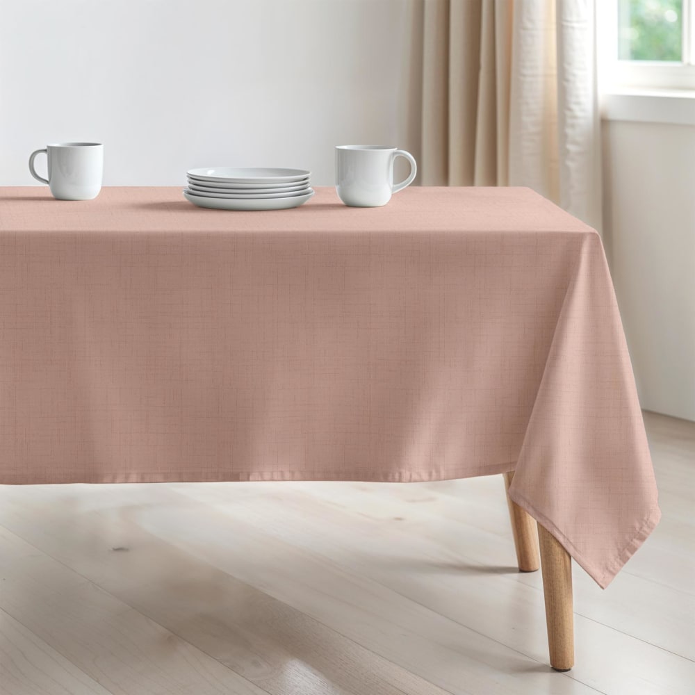 Nappe unie antitache, sans repassage,  rose 155x200 cm