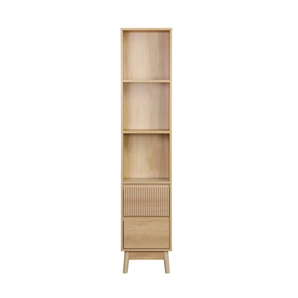 Colonne de rangement décor bois 3 étagères 2 tiroirs, naturel - Maisons du Monde