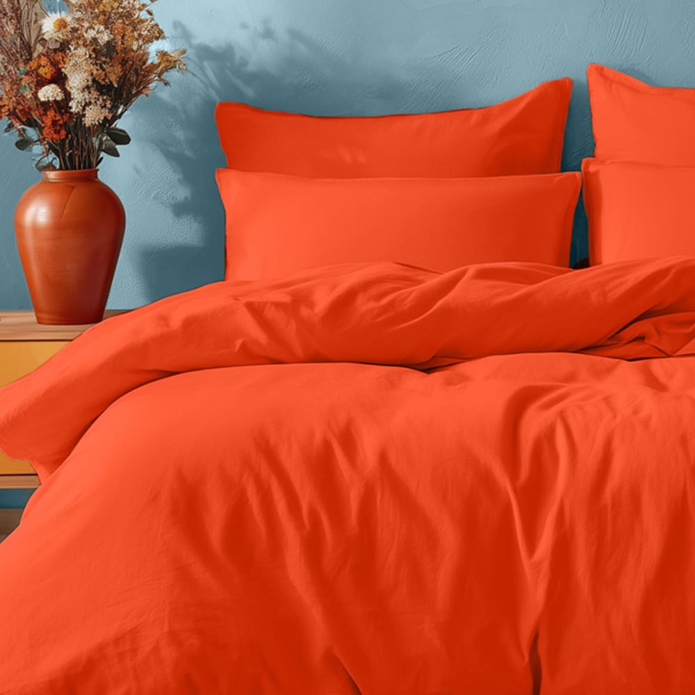 Parure de lit avec 2 taies rectangles coton Corail 260x240 cm