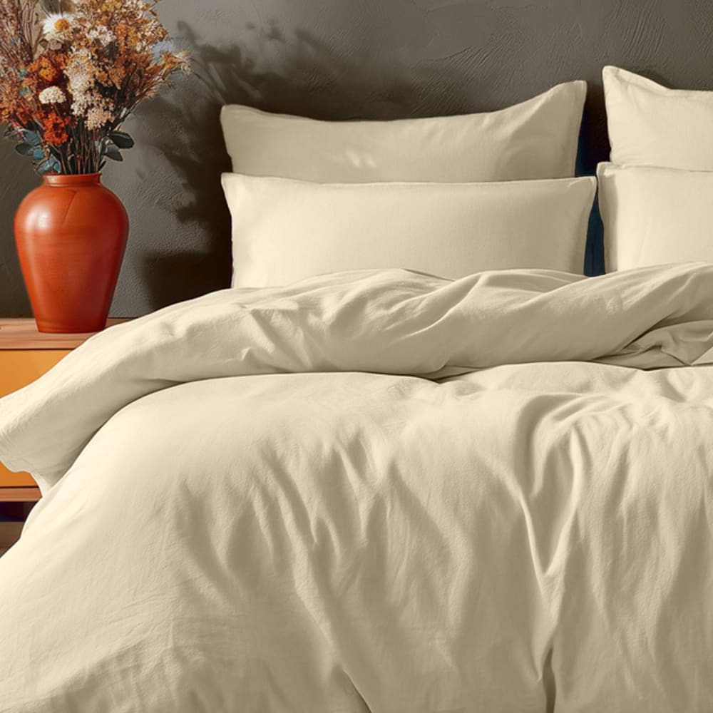 Parure de lit avec 2 taies rectangles coton ficelle 200x200 cm