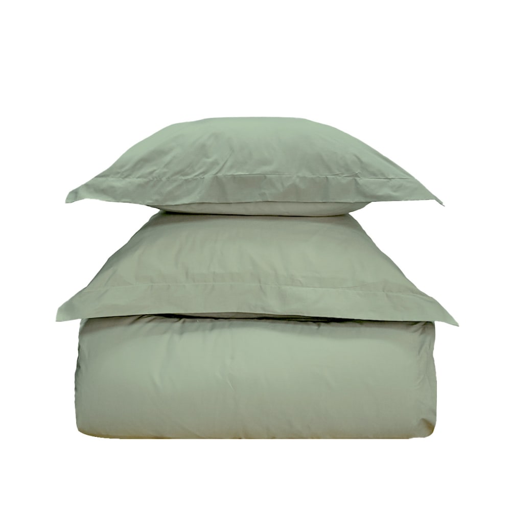 Parure de lit avec 2 taies rectangles coton sauge 200x200 cm — vue 3