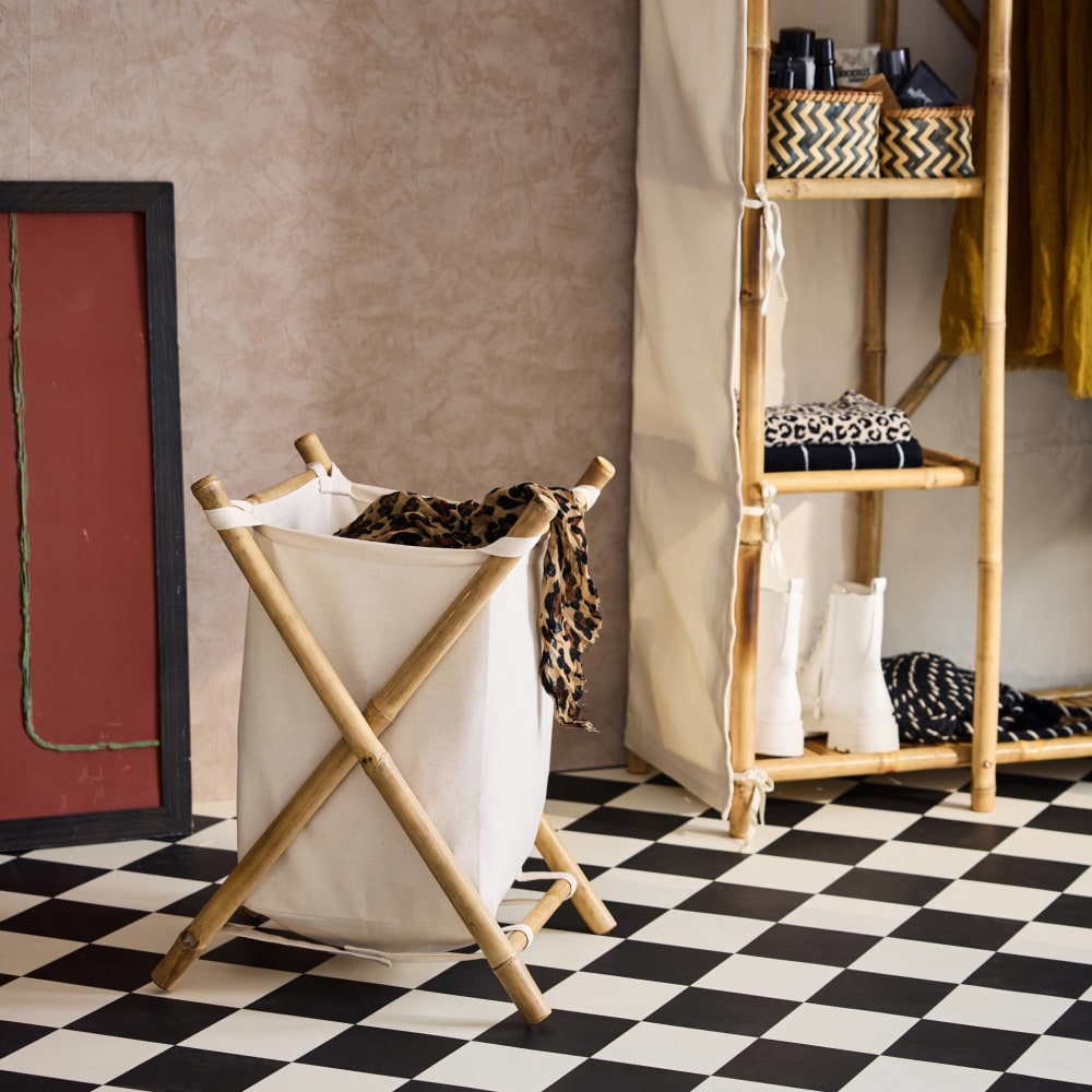 Panier à linge pliable en bambou et tissu - Maisons du Monde