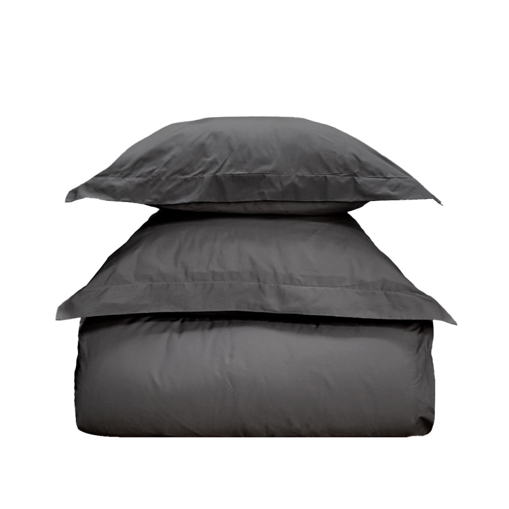 Parure de lit avec 2 taies rectangles coton anthracite 260x240 cm - Maisons du Monde