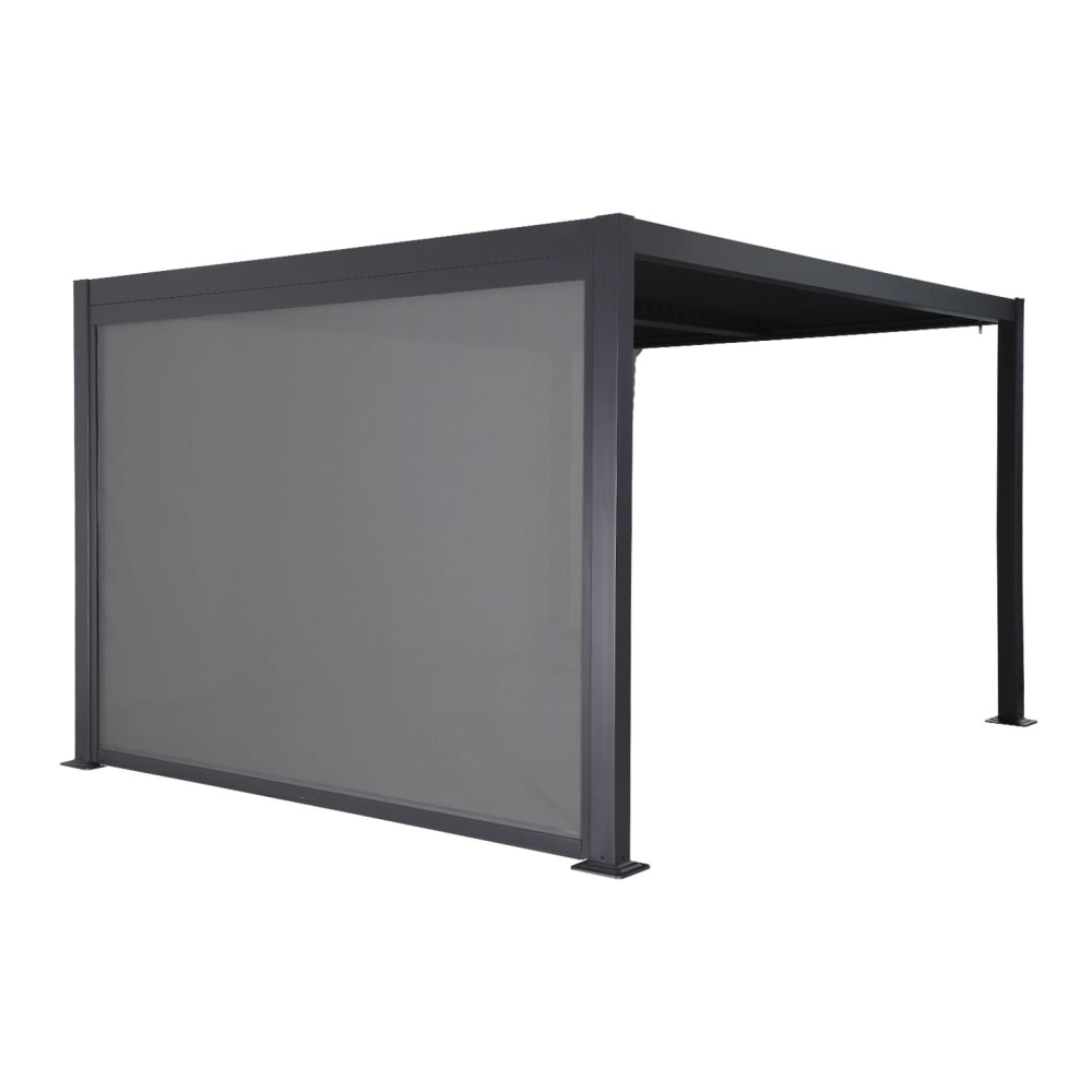 sweeek Pergola mit Lamellendach 3x4m + Markise 3m anthrazit Grau Aluminium