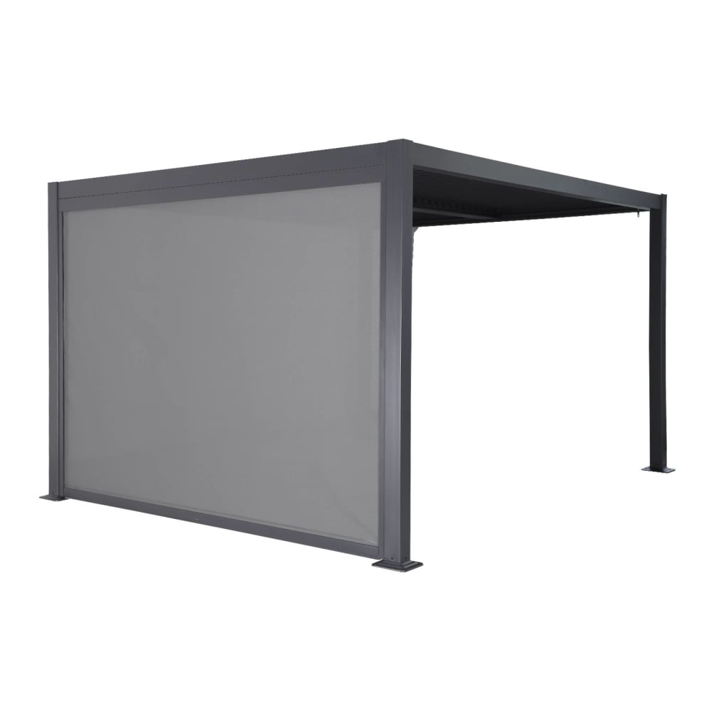 Pergola bioclimatique aluminium et acier 3x3m, store 3m anthracite