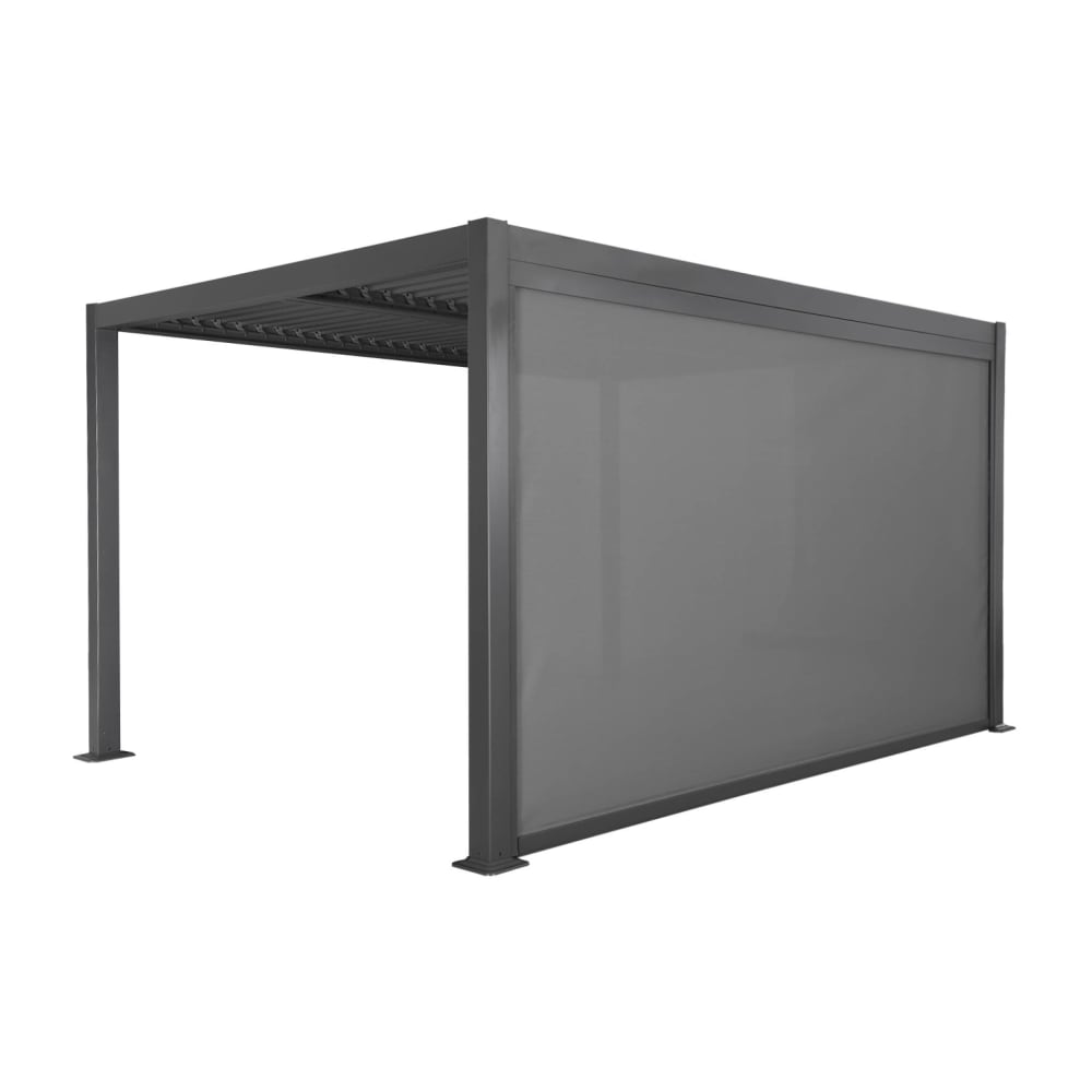 Pergola bioclimatique aluminium et acier 4x3m, store 4m anthracite