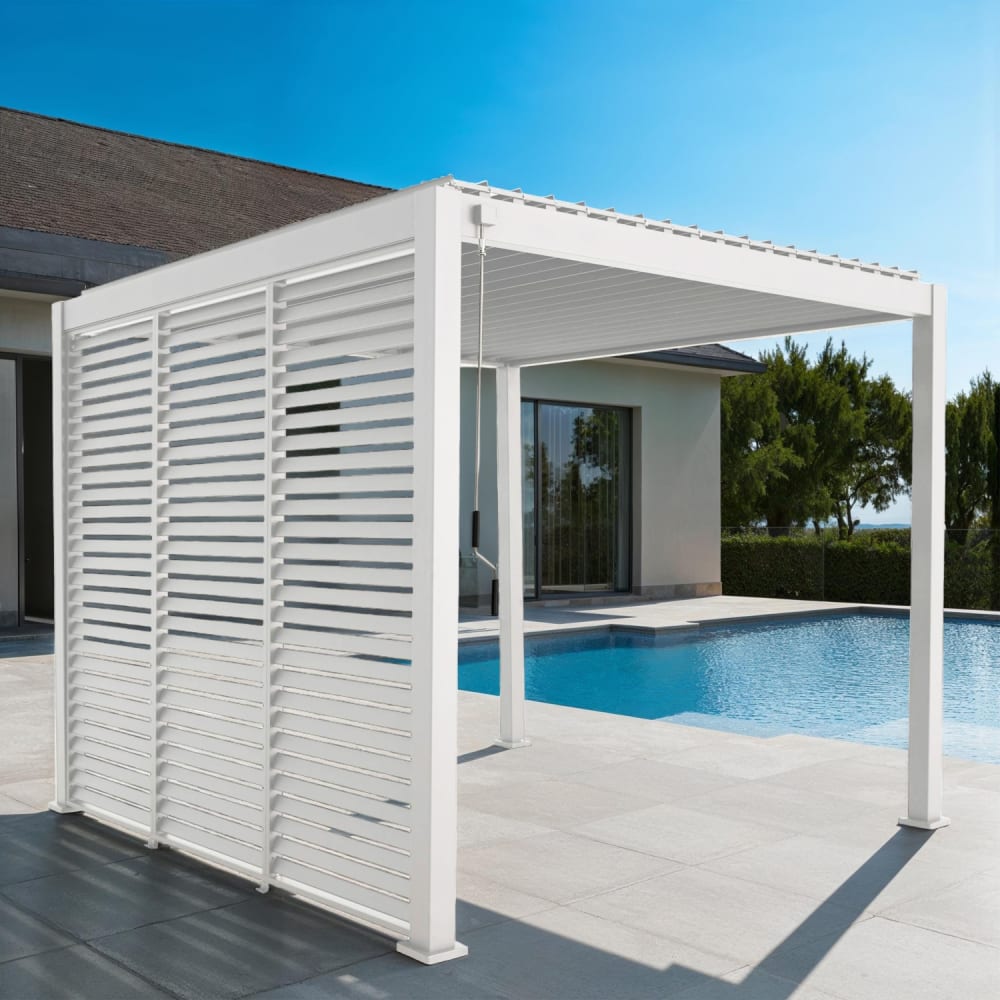 Pergola aluminium 3x3 m v2 3 persiennes blanc