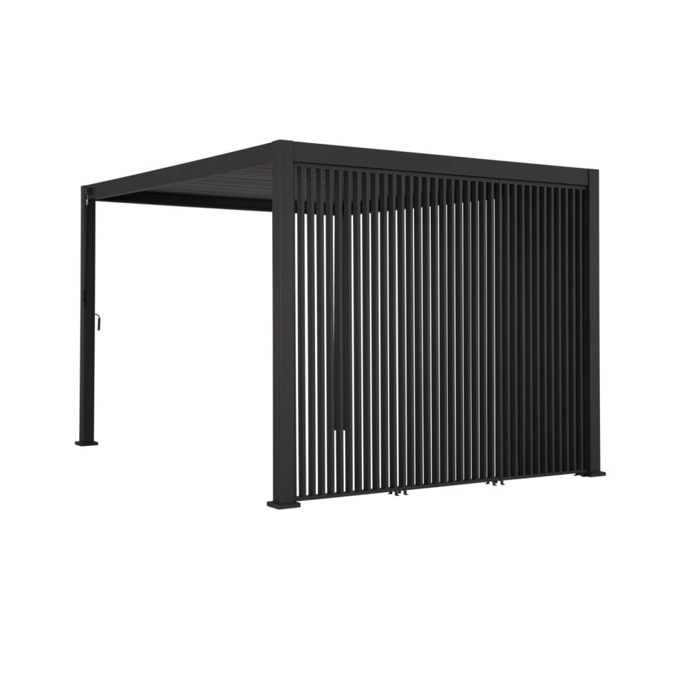 Pergola bioclimatique 3x4m + persienne verticale 130cm anthracite