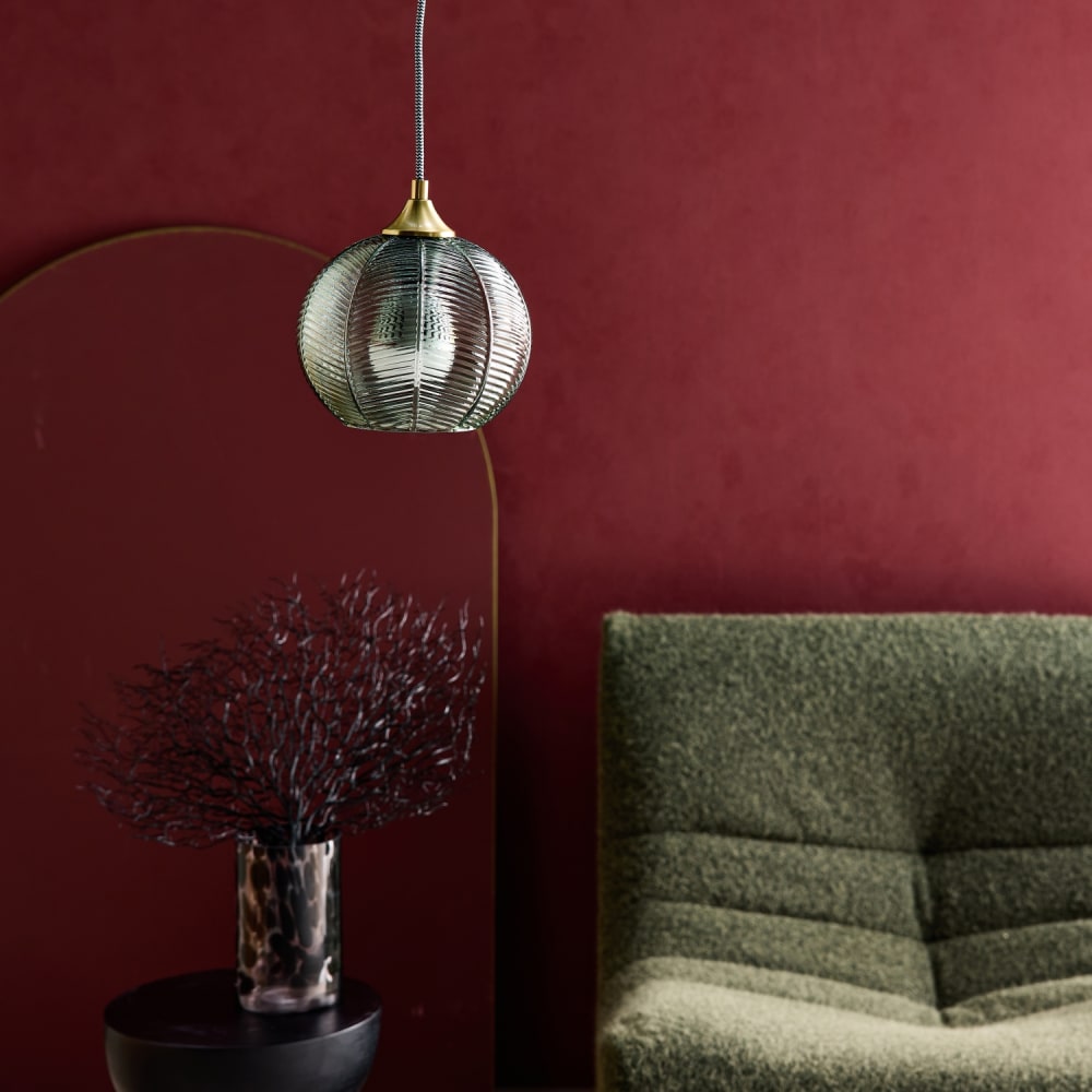 Suspension luminaire métal et verre vert — vue 3