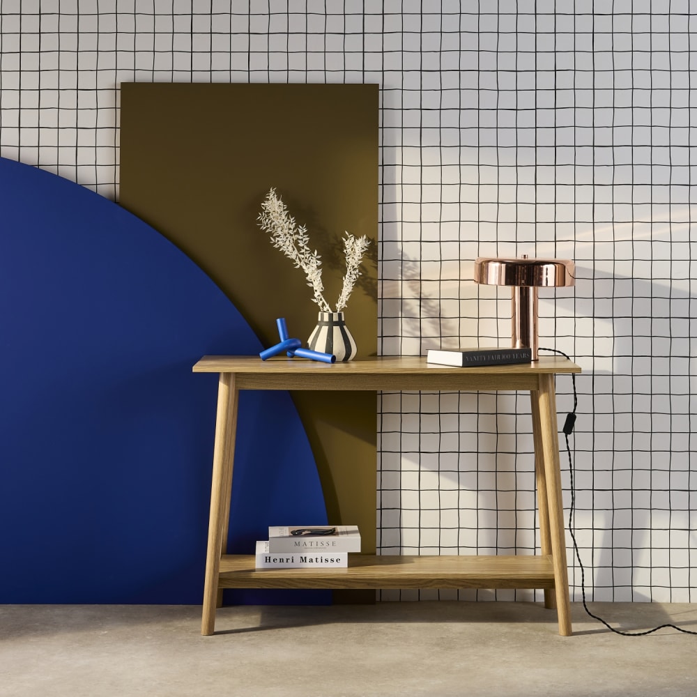 sweeek Skandinavische Konsole Eschenholzdekor, 1 Regalbrett style modern Braun Spanplatte