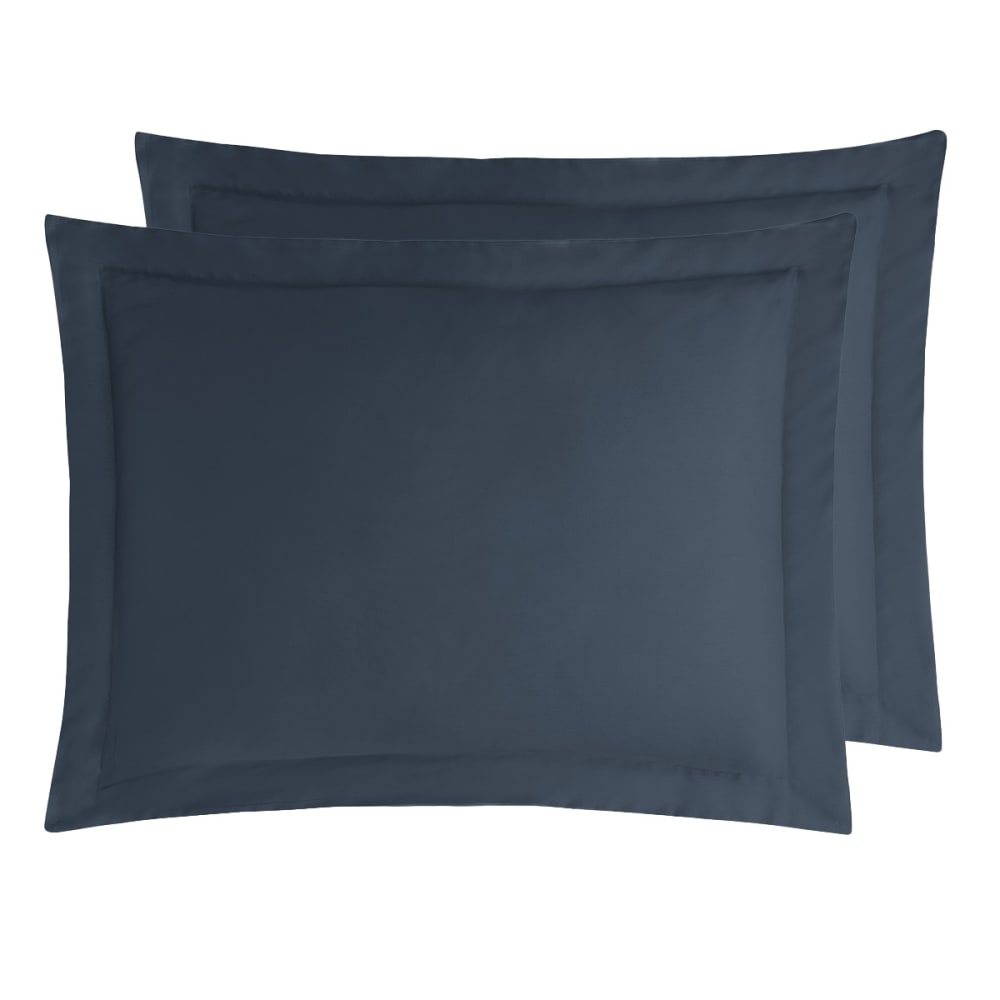 Parure de lit satin avec 2 taies rectangles marine 140x200 cm - Maisons du Monde