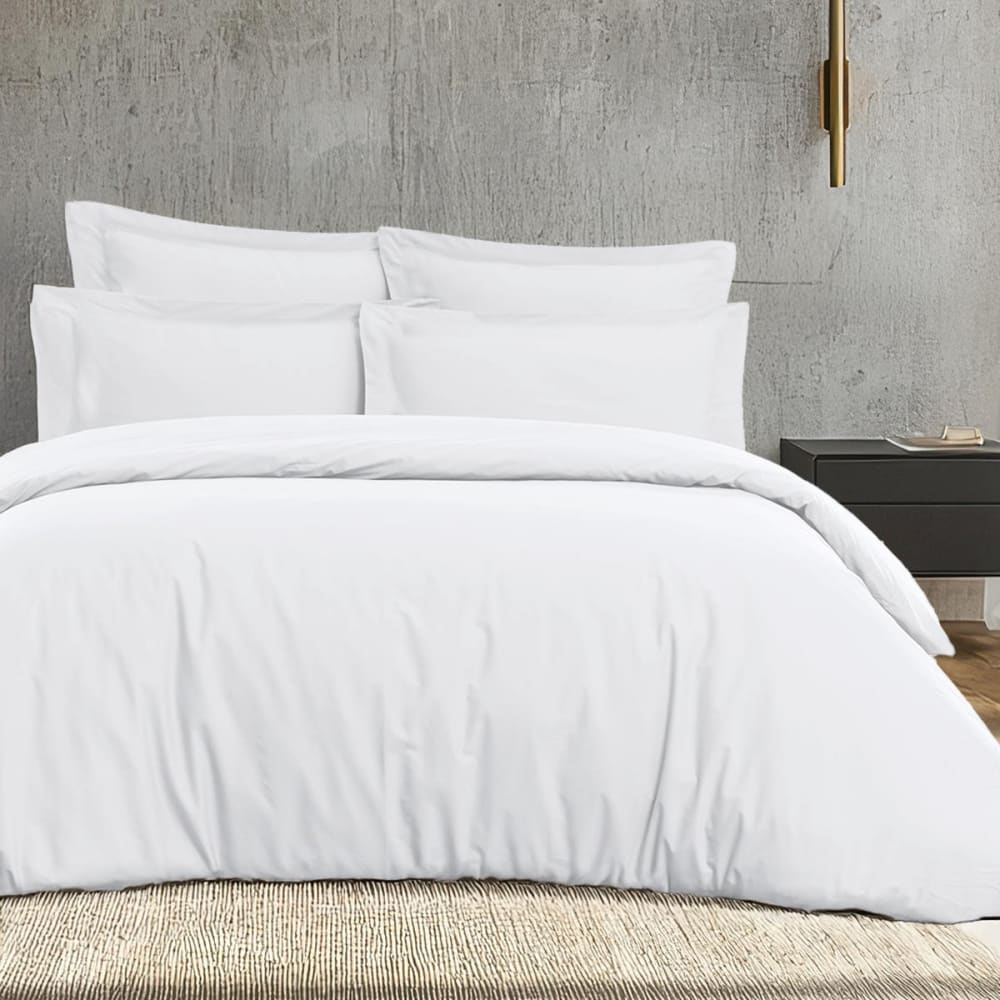 Parure de lit satin coton + 2 taies carrées Blanc 200x200 cm