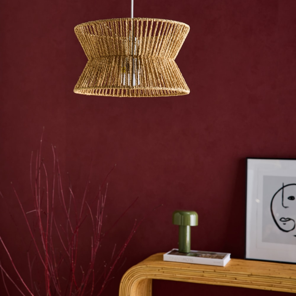 Suspension luminaire imitation rotin naturel — vue 3