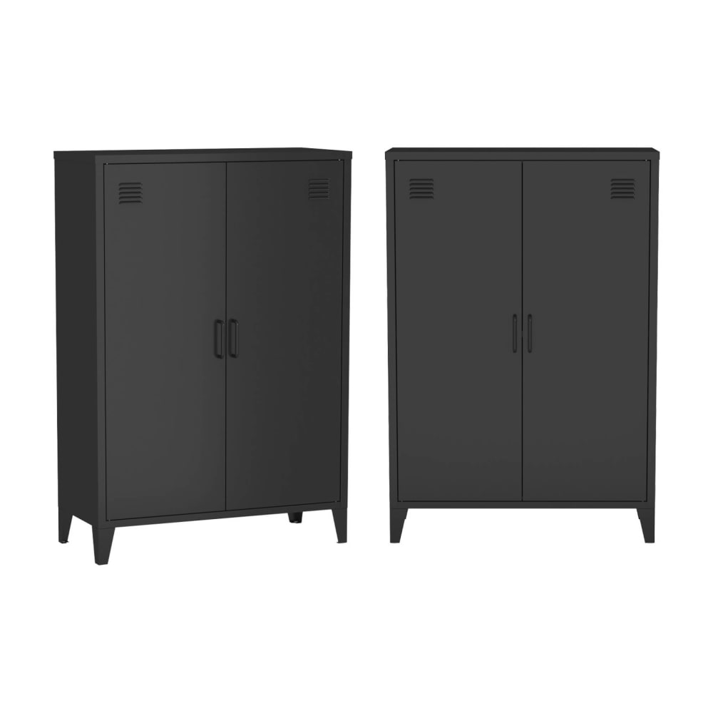 Lot de 2 commodes métal 2 portes noir