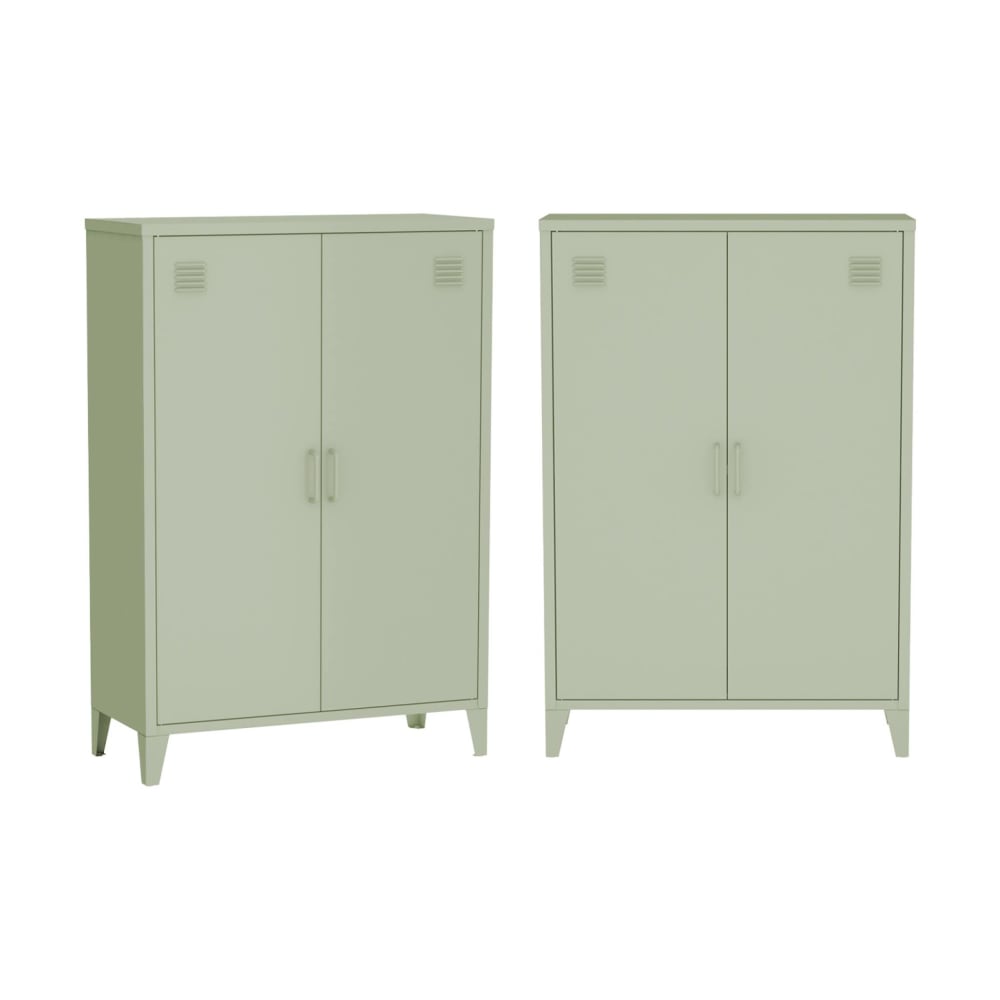 Lot de 2 commodes métal 2 portes vert