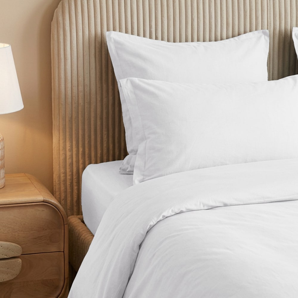 Parure de lit percale lavée avec 2 taies carrées blanc 260x240 cm — vue 4