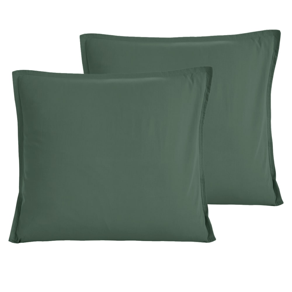 Parure de lit percale lavée avec 2 taies carrées lichen 140x200 cm — vue 3