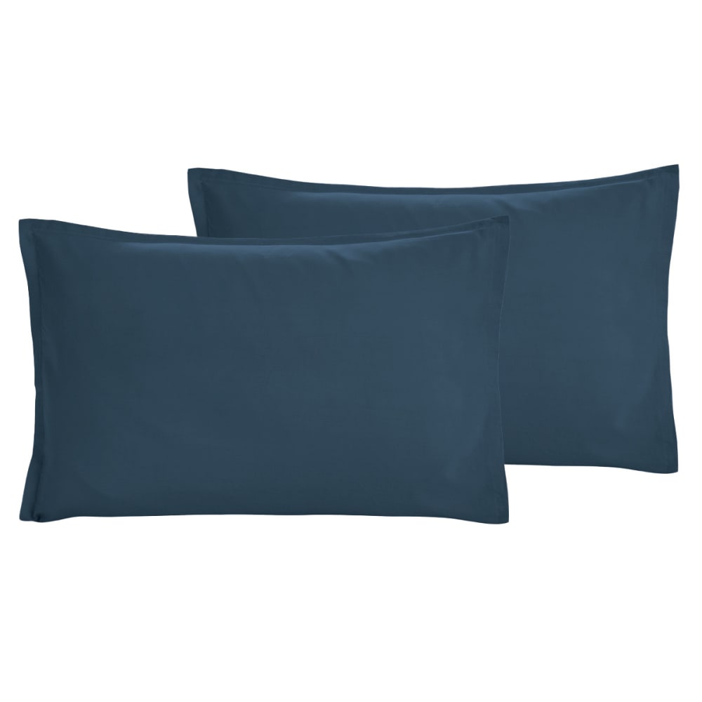Parure de lit percale lavée 2 taies rectangles indigo 140x200 cm — vue 4