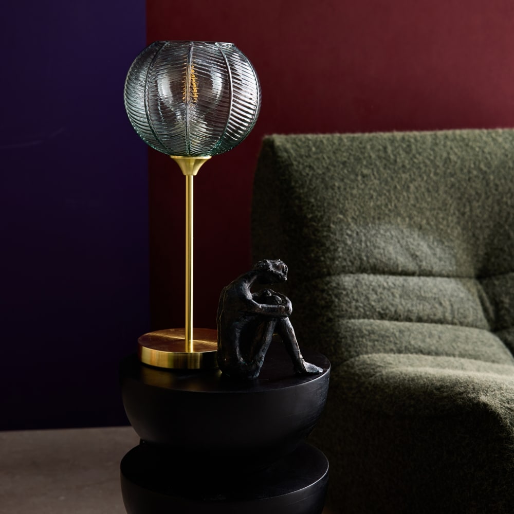Lampe à poser métal et verre vert — vue 3