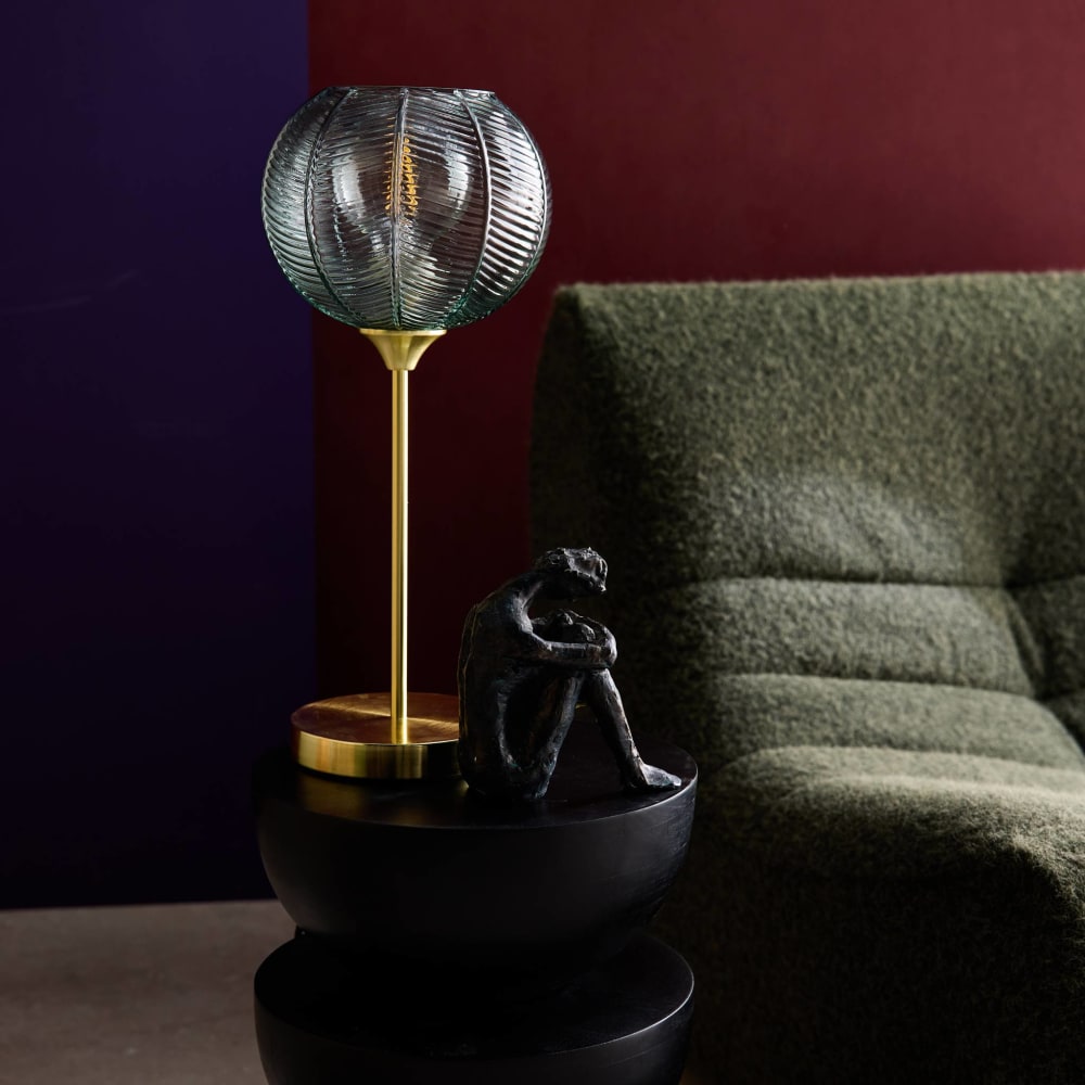 Lampe à poser métal et verre vert — vue 4