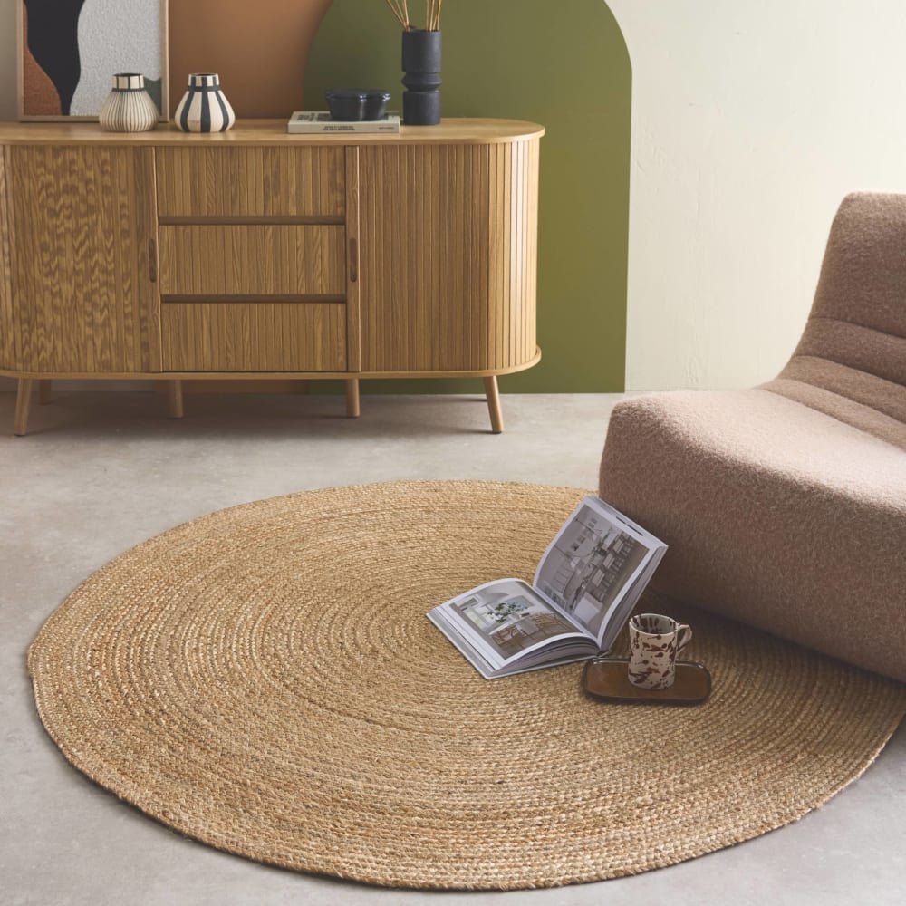 Tapis intérieur rond jute 160 cm naturel — vue 4
